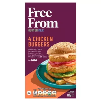 ASDA Free From Free From by  4 Chicken Burgers 228g