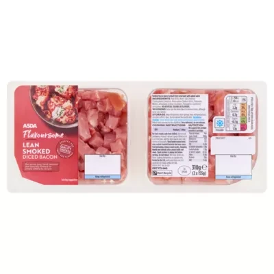 ASDA Flavoursome Lean Smoked Diced Bacon 2 x 155g (310g)