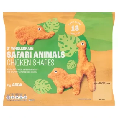 ASDA 9 Wholegrain Safari Animal Chicken Shapes 342g