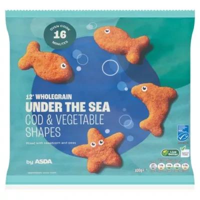 ASDA 12 Wholegrain Under the Sea Cod & Vegetable Shapes 400g