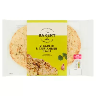 The BAKERY at ASDA The Bakery 2 Garlic & Coriander Naans 380g