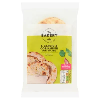 The BAKERY at ASDA The Bakery 6 Garlic & Coriander Mini Naans 282g