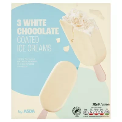 ASDA 3 White Chocolate Coated Ice Creams 3 x 110ml (330ml)