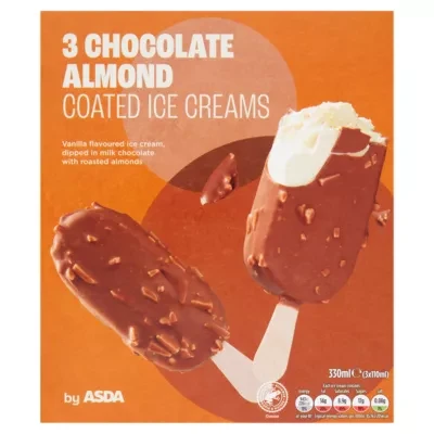 ASDA Chocolate Almond Coated Ice Creams 3 x 110ml (330ml)