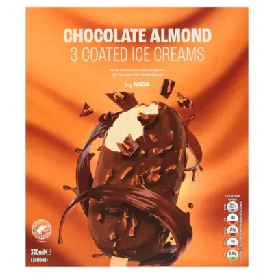ASDA Chocolate Almond Coated Ice Creams 3 x 110ml (330ml)