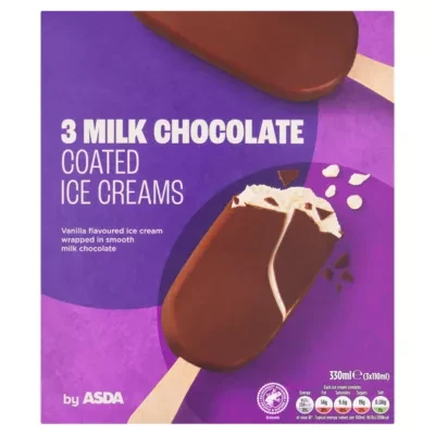 ASDA 3 Milk Chocolate Coated Ice Creams 3 x 110ml (330ml)