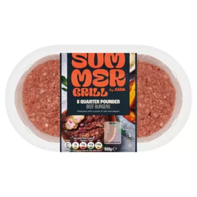 ASDA Summer Grill by ASDA 8 Quarter Pounder Beef Burgers 908g