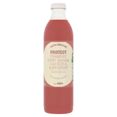 ASDA Protect Strawberry, Guarana, Cherry, Flax Seeds & Blackcurrant Super Smoothie 750ml