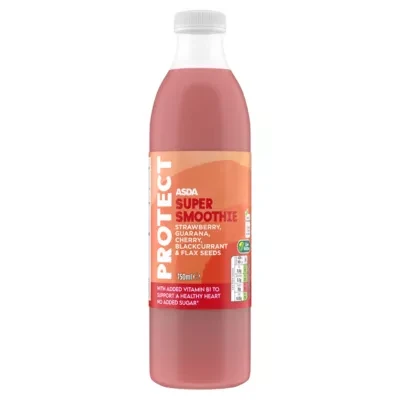 ASDA Protect Super Smoothie Strawberry, Guarana, Cherry, Blackcurrant & Flax Seeds 750ml