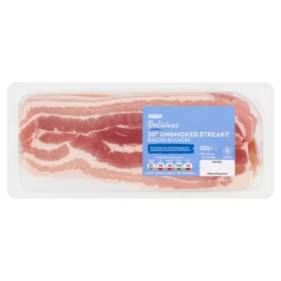 ASDA Delicious 20 Unsmoked Streaky Bacon Rashers 400g