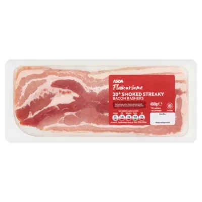 ASDA 20 Flavoursome Smoked Streaky Bacon Rashers 400g