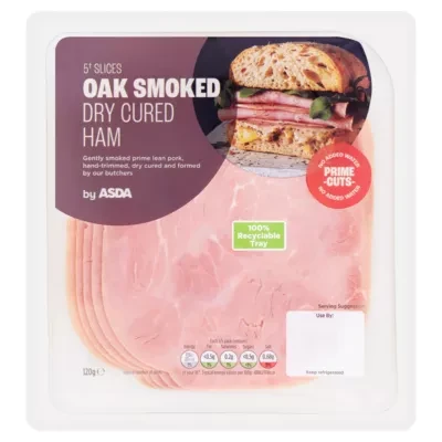 ASDA 5 Slices Oak Smoked Dry Cured Ham 120g