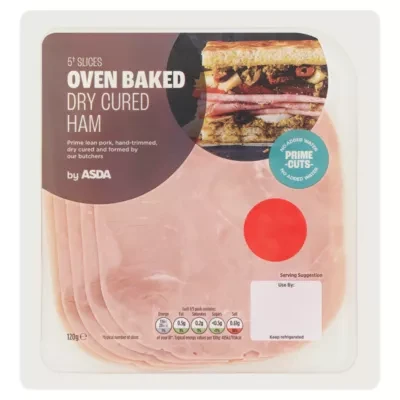ASDA 5 Slices Oven Baked Dry Cured Ham 120g