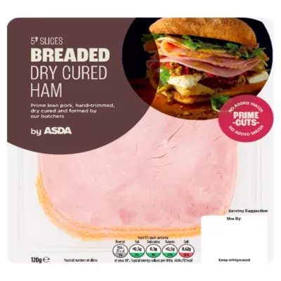 ASDA Breaded Dry Cured Ham 5 Slices 120g