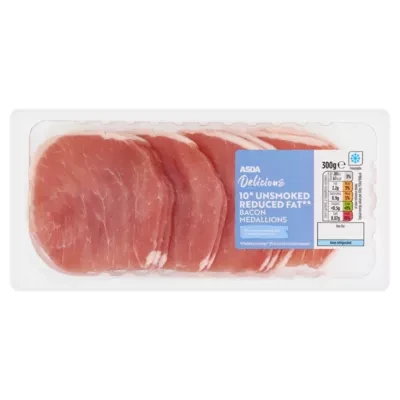 ASDA Delicious 10 Unsmoked Reduced Fat Bacon Medallions 300g