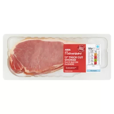 ASDA Butcher's Selection Flavoursome 12 Thick Cut Smoked Back Bacon Rashers 500g