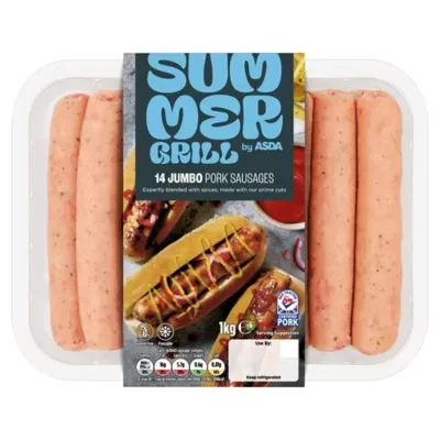 Summer Grill by ASDA 14 Jumbo Pork Sausages 1kg