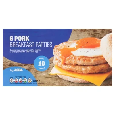 ASDA 6 Pork Breakfast Patties 342g