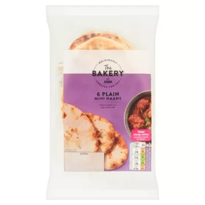 The BAKERY at ASDA The Bakery 6 Plain Mini Naans 282g