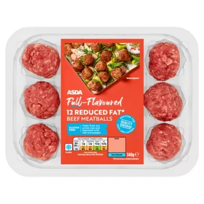 ASDA Full-Flavoured 12 Reduced Fat Beef Meatballs 340g