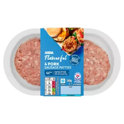 ASDA 4 Flavourful Pork Sausage Patties 240g