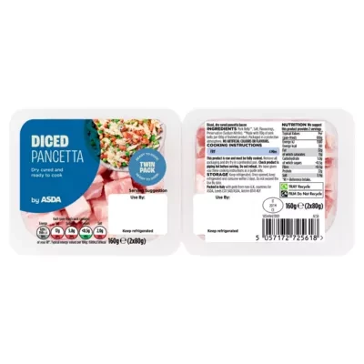 ASDA Diced Pancetta Twin Pack 2 x 80g (160g)