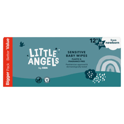 LITTLE ANGELS by ASDA by  Sensitive Baby Wipes from Newborn 12 x 60