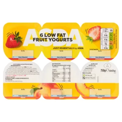 JUST ESSENTIALS by ASDA JUST ESSENTIALS by ASDA LOW FAT FRUIT YOGURTS 6 x 125g (750g)