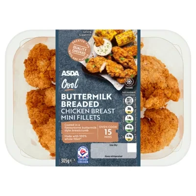 ASDA Cool Buttermilk Breaded Chicken Breast Mini Fillets 305g