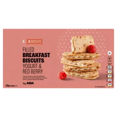 ASDA Filled Breakfast Biscuits Yogurt & Red Berry 5 x 44g (220g)