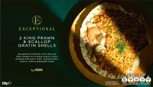 ASDA Extra Special Exceptional by  2 King Prawn & Scallop Gratin Shells 200g