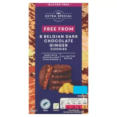 ASDA Extra Special Extra Special Free From 8 Belgian Dark Chocolate Ginger Cookies 150g