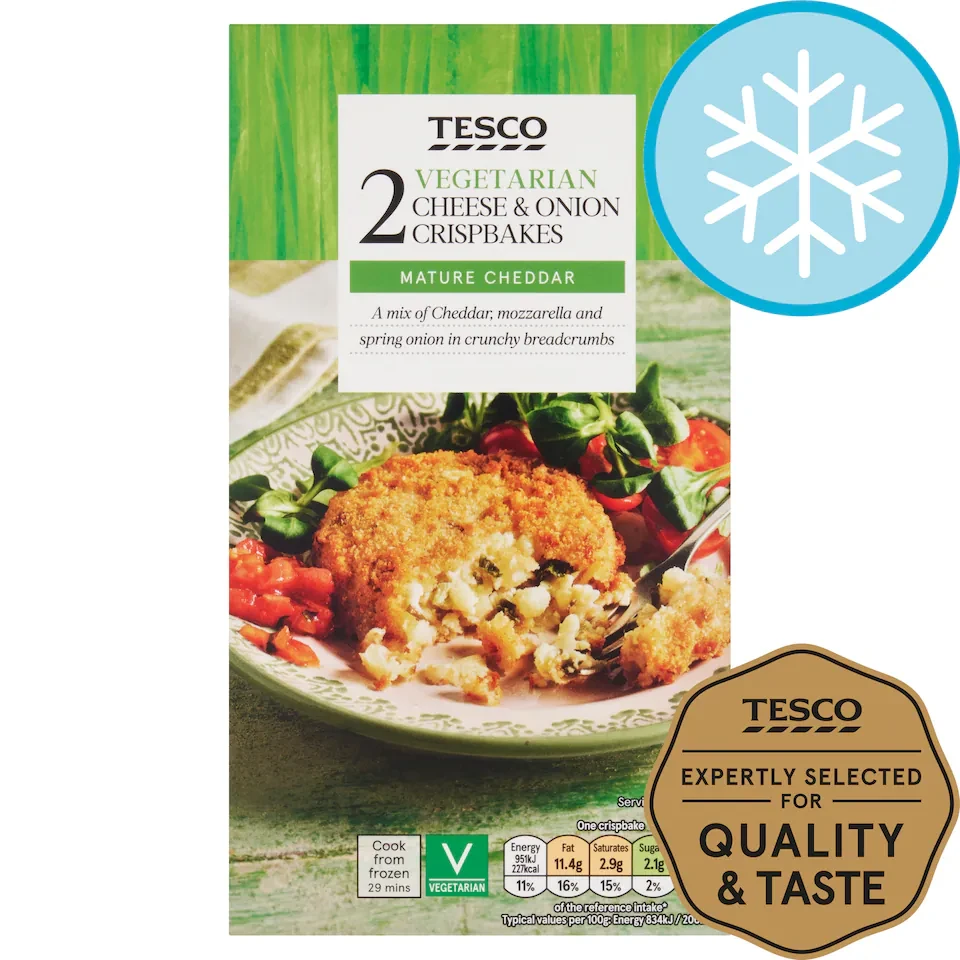 Tesco 2 Vegetarian Cheese & Onion Crisp Bakes 240G