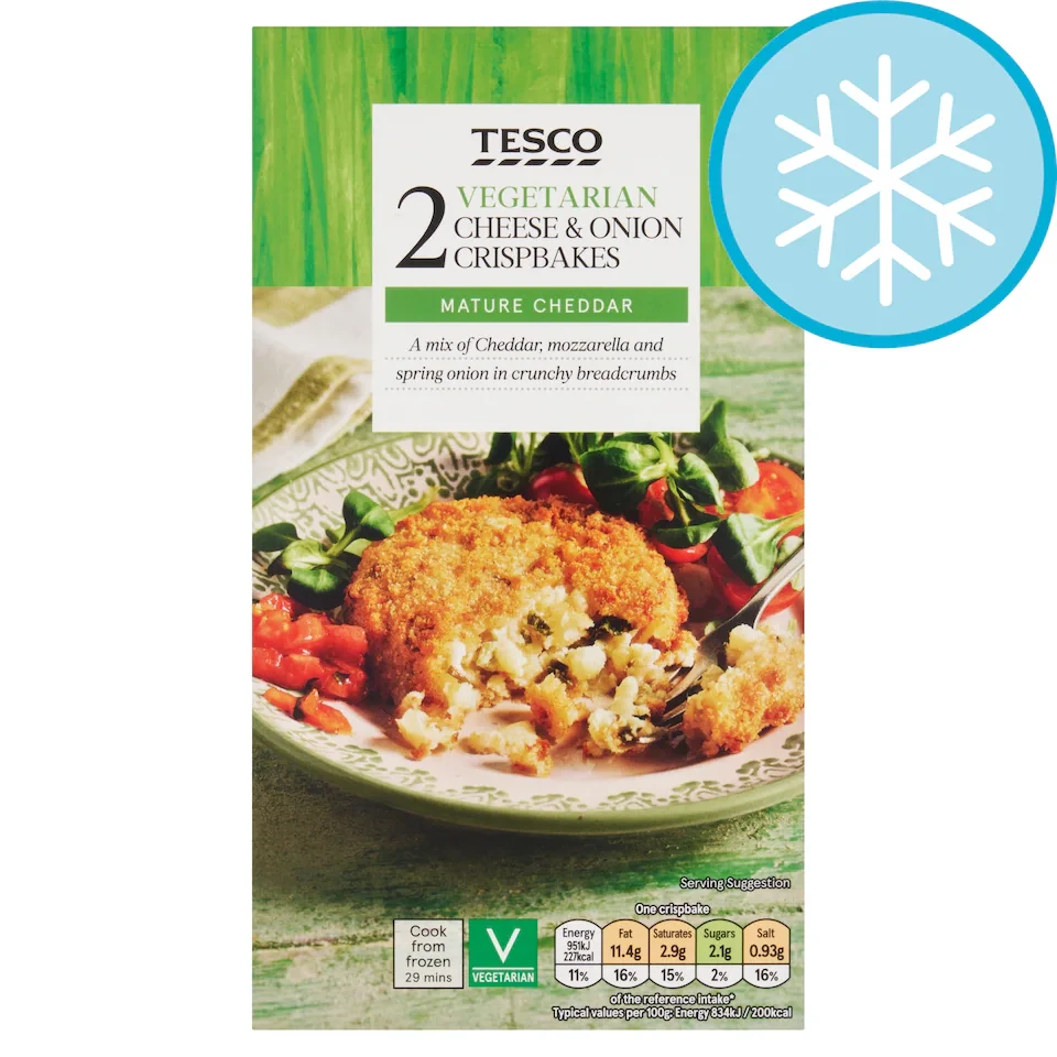 Tesco 2 Vegetarian Cheese & Onion Crisp Bakes 240G