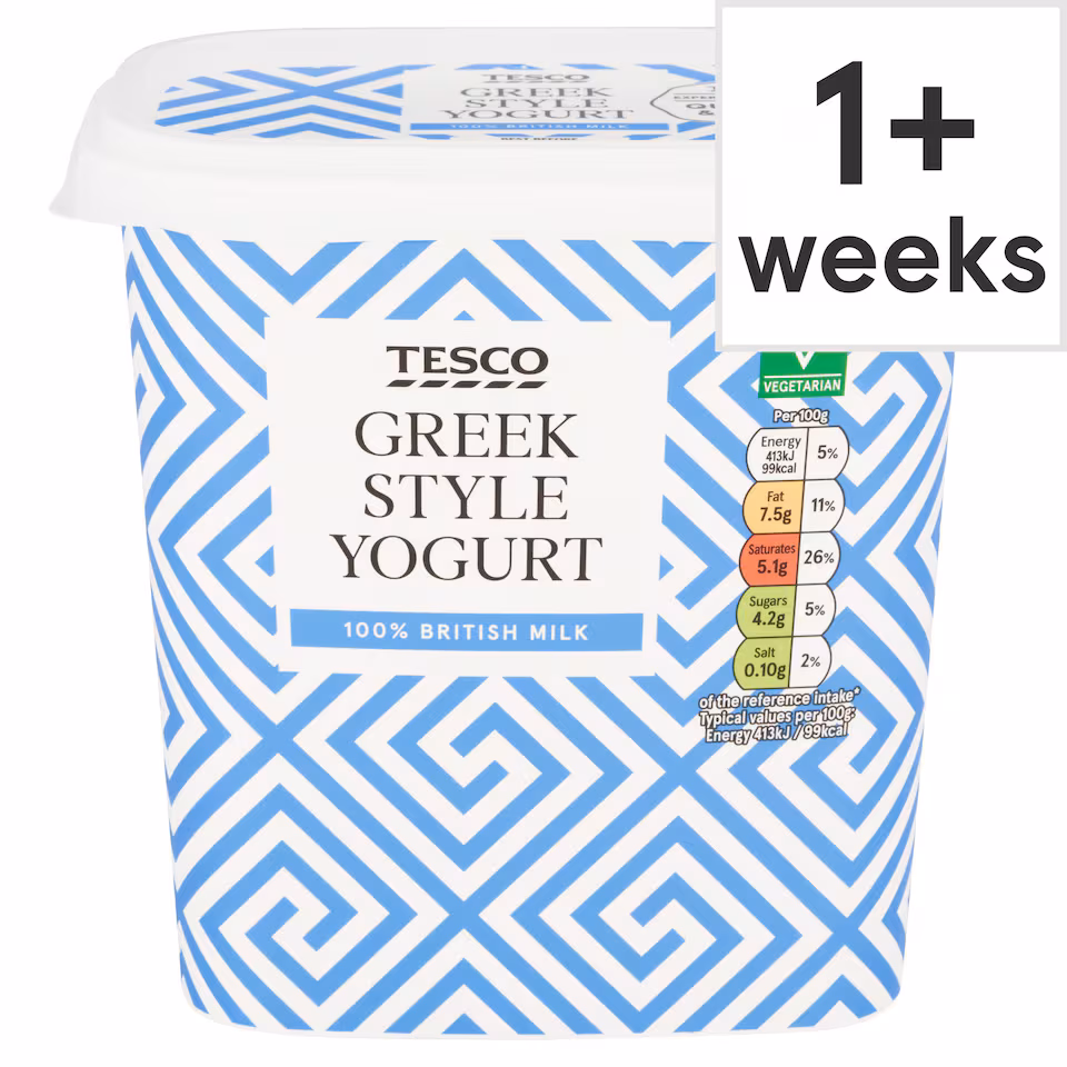 Tesco Greek Style Natural Yogurt 1Kg