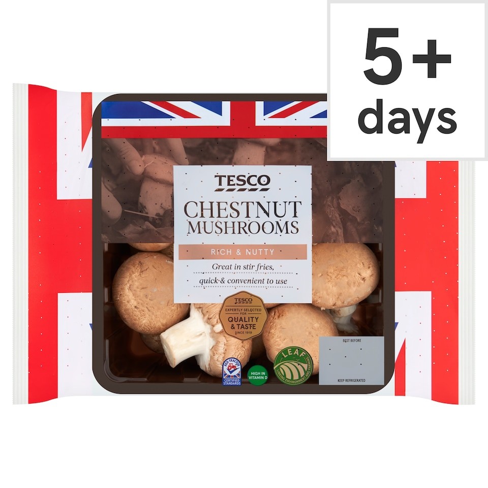 Tesco Family Pack Chestnut Vitamin D Mushrooms 485G