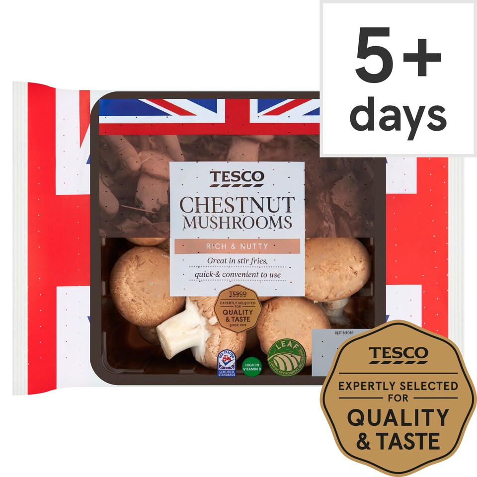 Tesco Family Pack Chestnut Vitamin D Mushrooms 485G