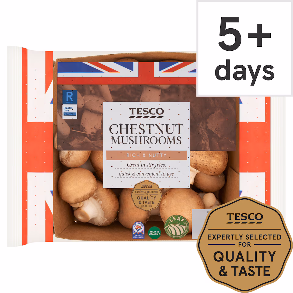 Tesco Family Pack Chestnut Vitamin D Mushrooms 485G