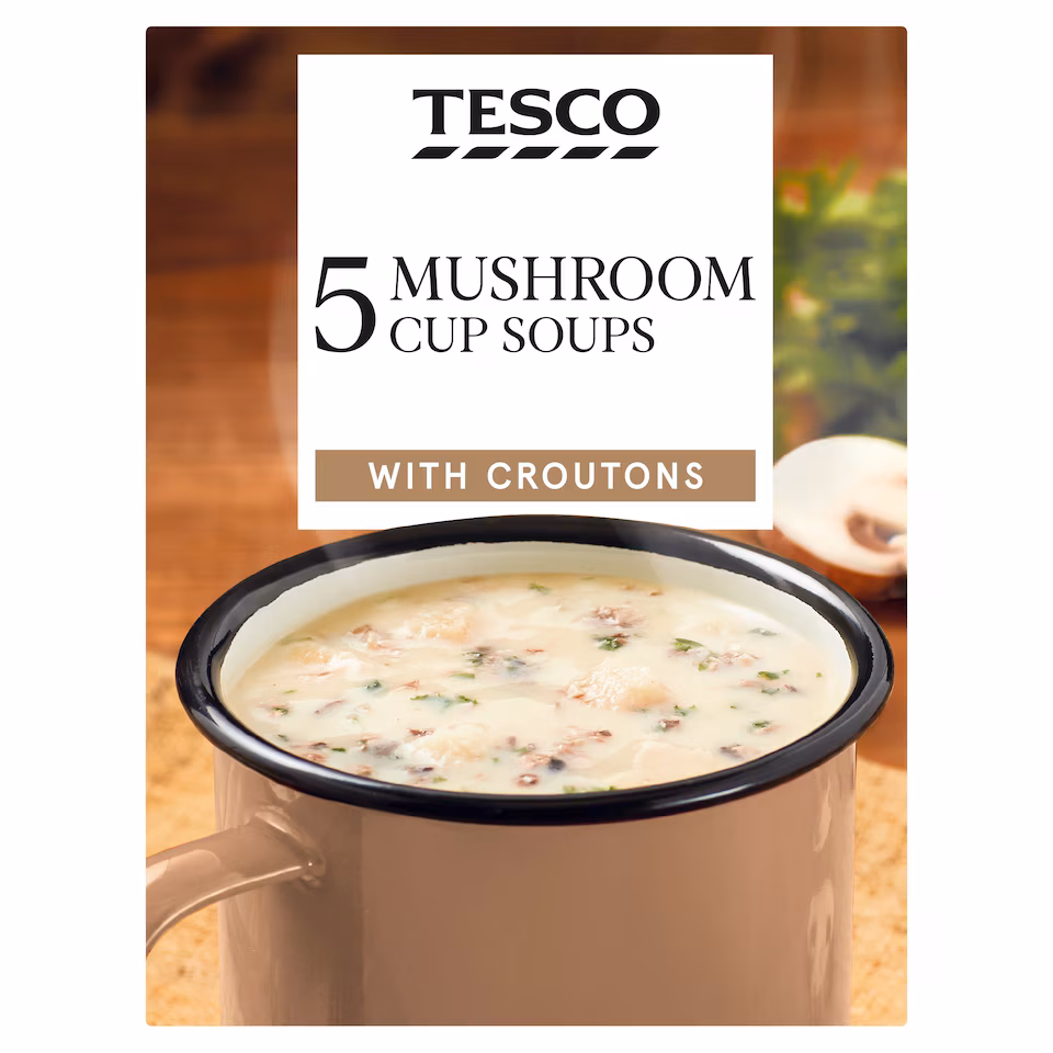 Tesco Mushroom Cup Soups With Croutons 5 x 26g