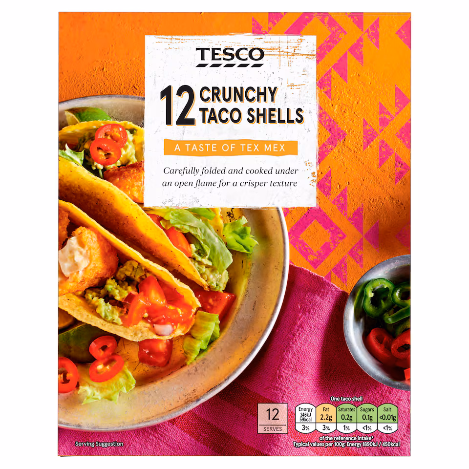 Tesco Crunchy Taco Shells 12 Pack 150g