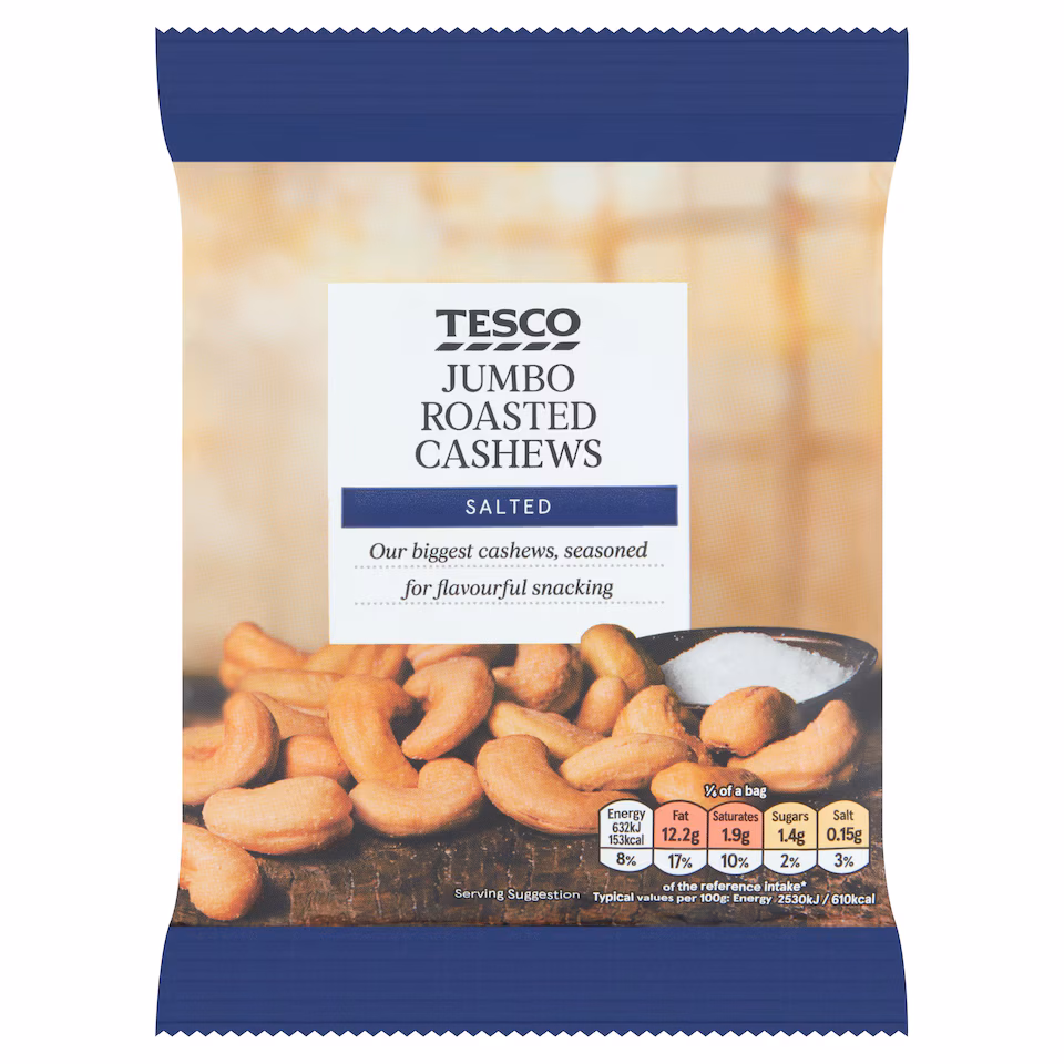 Tesco Jumbo Roasted Cashews - Salted 150g