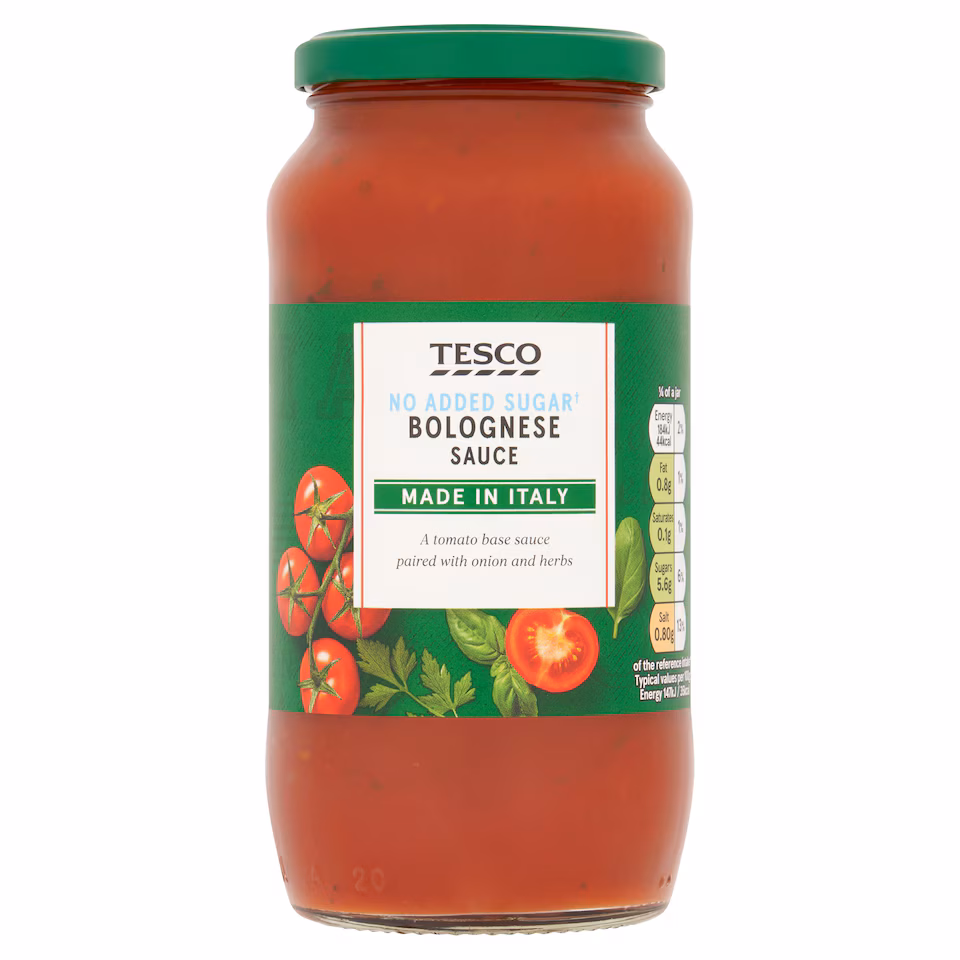 Tesco No Added Sugar Bolognese Pasta Sauce 500G