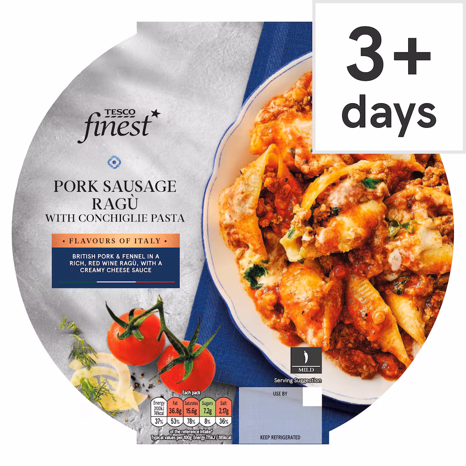 Tesco Finest Pork Sausage Ragu With Pasta 400G