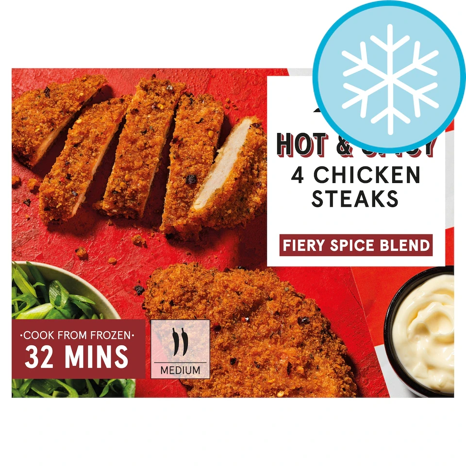 Tesco 4 Hot & Spicy Chicken Steaks 380G