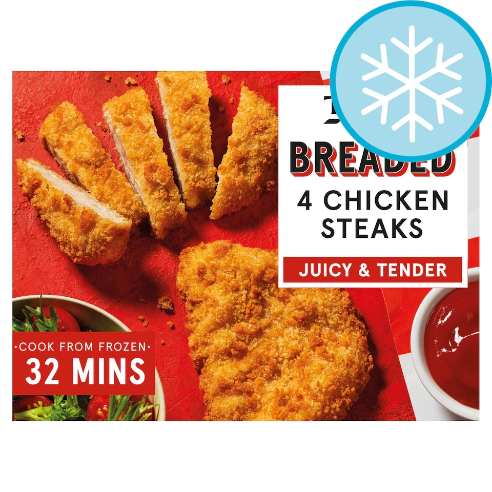Tesco Breaded Chicken Steaks 4 Pack 380g