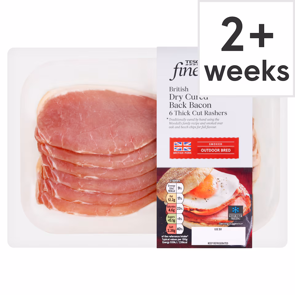 Tesco Finest Smoked 6 Dry Cure Thick Cut Bacon 240g