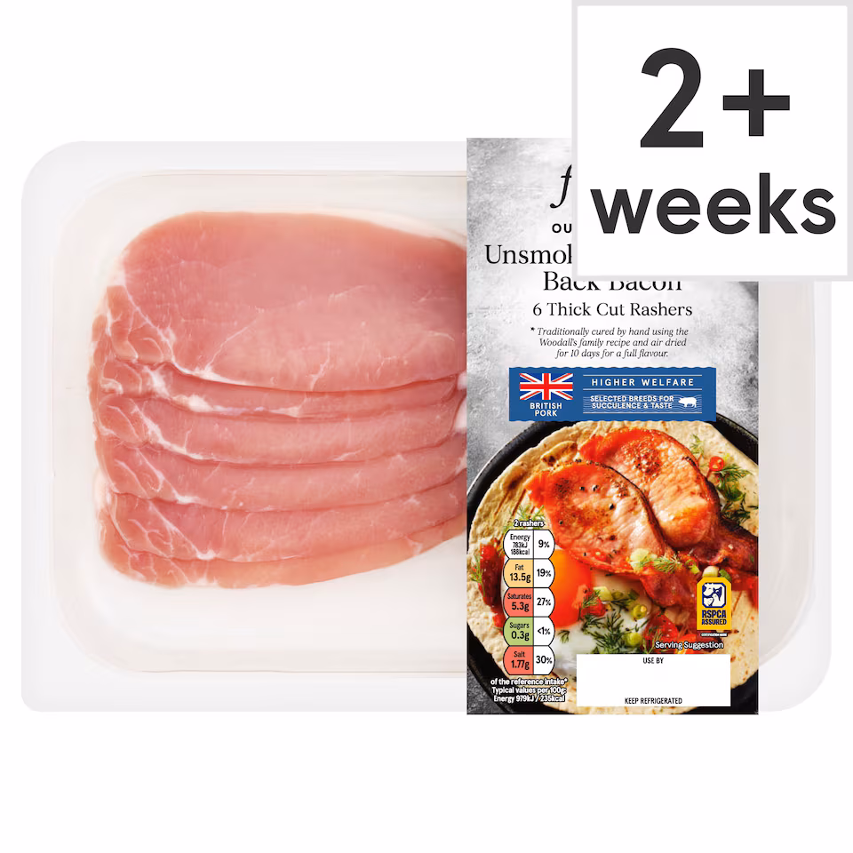 Tesco Finest Unsmoked 6 Dry Cure Thick Cut Bacon 240G