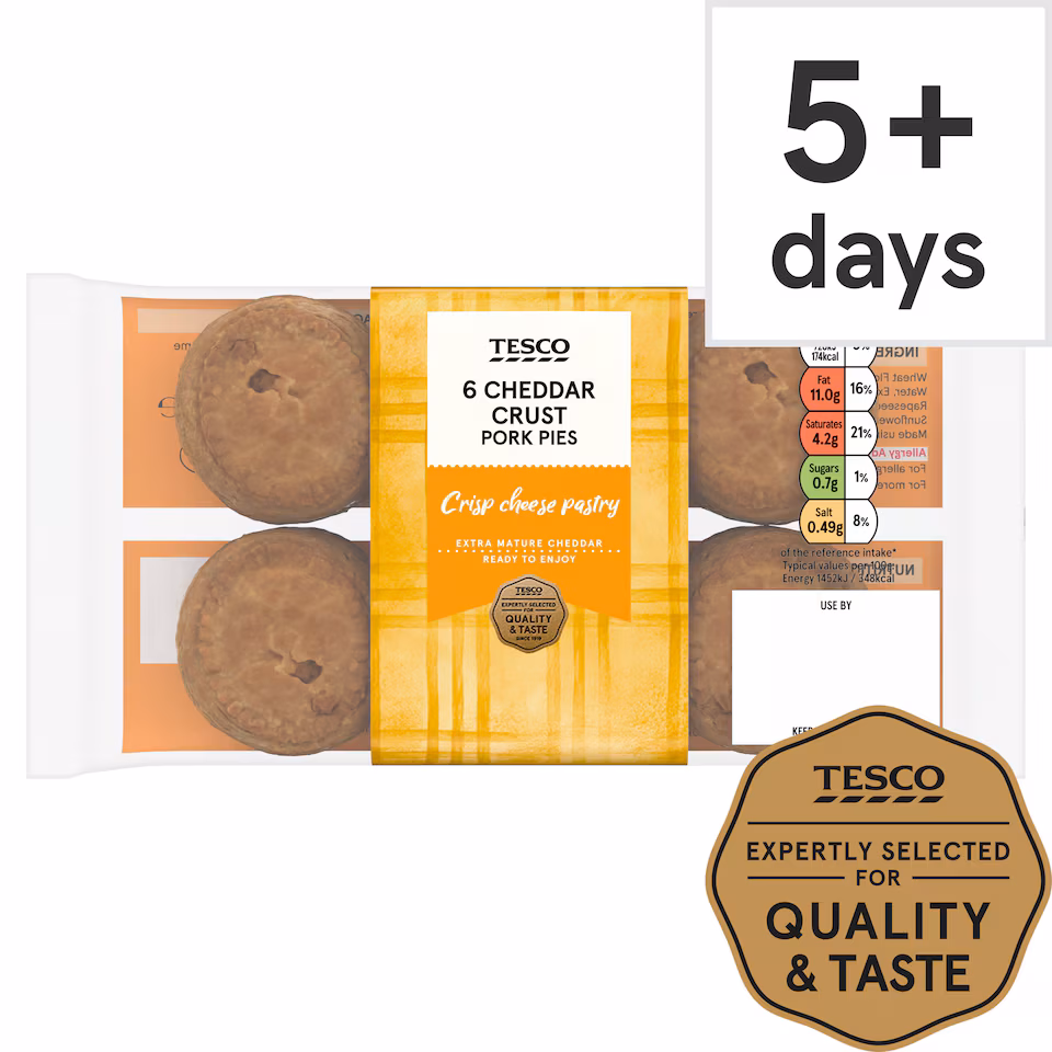 Tesco Cheese Crust 6 X Mini Pork Pies 300G