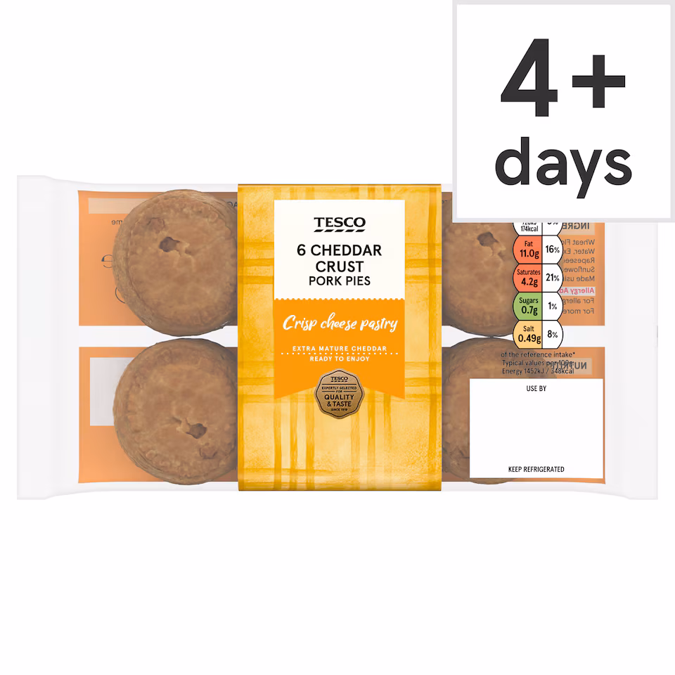 Tesco Cheese Crust 6 X Mini Pork Pies 300G