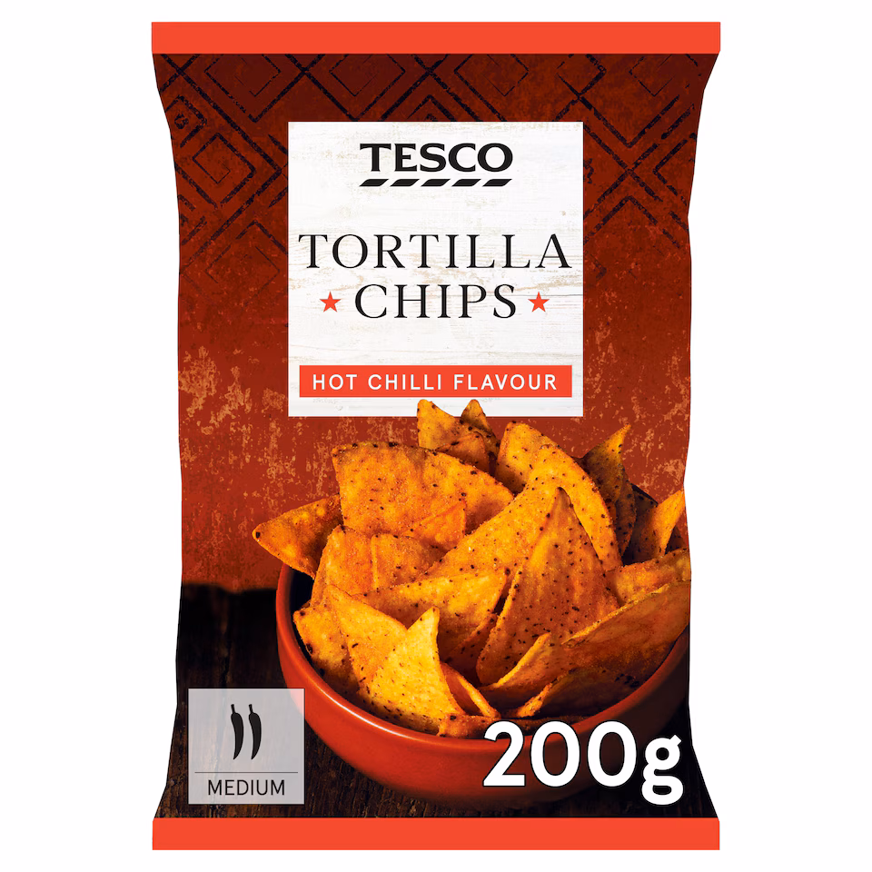 Tesco Tortilla Chips Hot Chill Flavour 200G